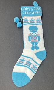 Calza primo Natale bambino maglia blu e rosa festa Russ soldatino legno usato in ottime condizioni - Foto 1 di 10