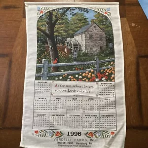 VINTAGE AUTHENTIC 1996 LANDSCAPE ART FARM COTTAGE CALENDAR KITCHEN TEA TOWEL - Picture 1 of 9