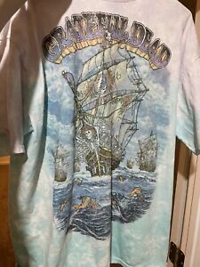 Grateful Dead 2001 Rock Band Ship Of Fools Vintage T-shirt Size XL Liquid Blue