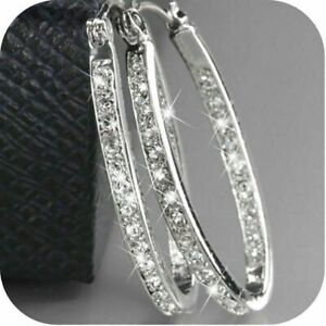 Elegant Women Lady Hook Earrings Crystal Ear Stud Dangle Hoops Jewelry Gift