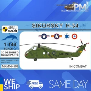 Mark I MKM144148 1/144 Sikorsky H-34 In Combat Vietnam Algeria Israel Helicopter - Picture 1 of 7