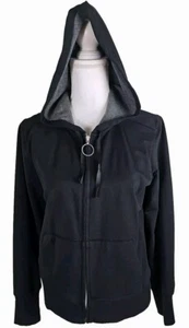 GAP ~Woman Size M~ Black Hoodie Zip-Up Solid Cotton Blend Jacket. - Picture 1 of 9