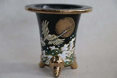 Maceta japonesa Bonsai Orquídea Omoto φ3,8" (9,6 cm) Grúa pintada por WATARU R059 Foto 1 de 4