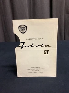 NOTICE ORIGINALE VARIANTES 1967  LANCIA FULVIA GT - Foto 1 di 2