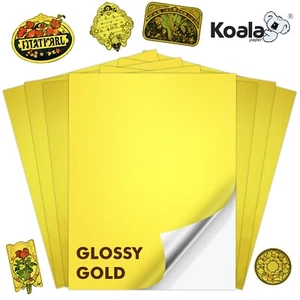 Koala Foil Gold Glossy Vinyl Sticker Paper Waterproof Inkjet + Laser Printers 20 - Picture 1 of 7