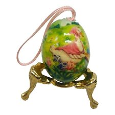 Vintage Decoupage Mother Goose Chicks Easter Egg Spring Bunny Ornament 2.75”