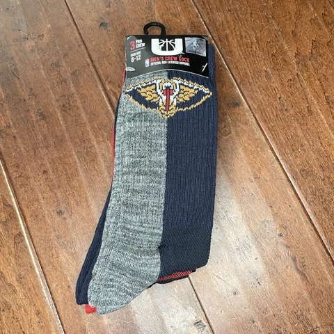 New Orleans PELICANS NBA Socks 3 Pair Size 6-12 Men's Crew Red Blue Gray NEW NWT Cover