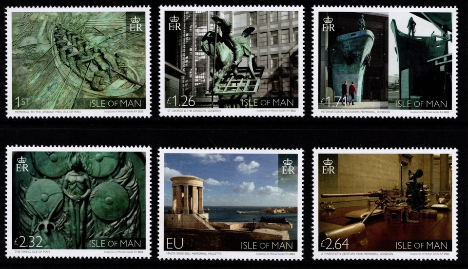 ISLA DE MAN 2022 LAS ESCULTURAS DE MICHAEL SANDLE RA CONJUNTO DE 6 MNH Foto 1 de 1