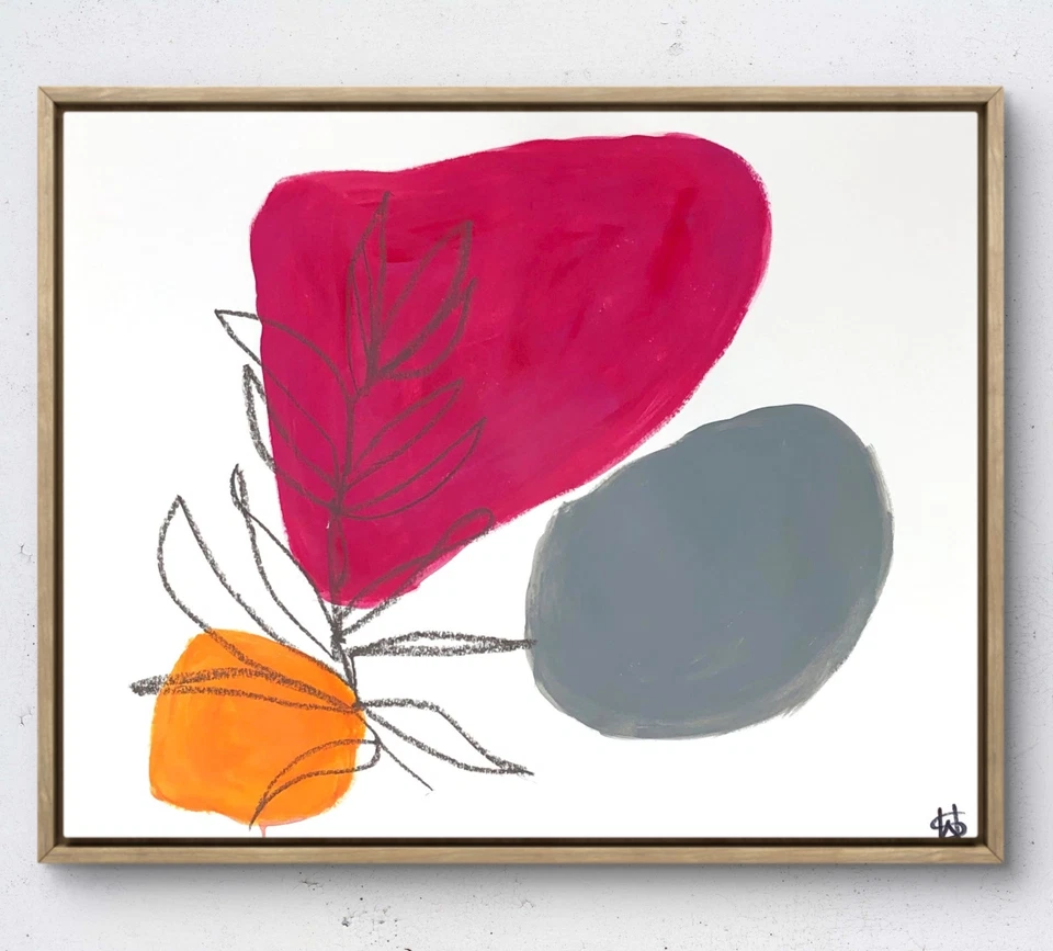 WhyteSpyder 原创花卉画 14X11 GalleryPaper 现代抽象墙艺术 — 第 1/4 张图片