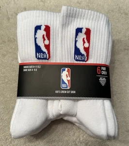 NBA 6-Pack Kids Size Crew Cut Socks Shoe Size 4-9.5 - Picture 1 of 3