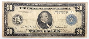 1914 LARGE $20 US Federal Reserve Note , J7397325A Circulated Pinholes FF24.7 - Picture 1 of 10