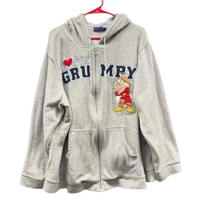 Vintage Disney Grumpy Full Zip Fleece Jacket Womens 3X Gray Snow White - Picture 1 of 7