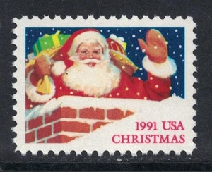 Scott 2579 - Papá Noel en chimenea, edición de hoja - Navidad - MNH 29c 1991 - sin usar como nuevo - Imagen 1 de 1