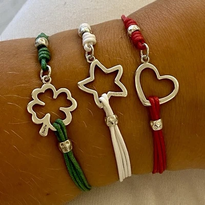 Dodo Pomellato Bracciale Rosso Cuore Granelli Argento Fuori Produzione Originale - Immagine 1 di 4