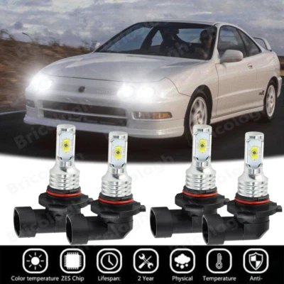 6000K Front LED Headlight Bulbs For Acura Integra 1994-2001 High & Low Beam x4 - Image 1 of 4