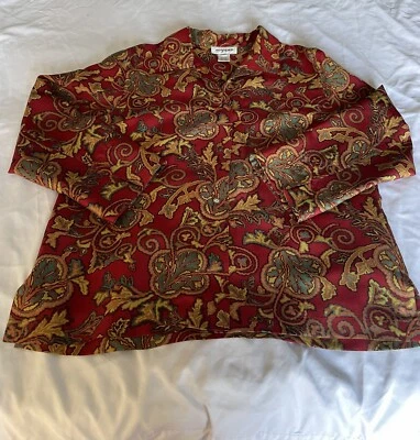 Blusa Top Easy Spirit Mujer Talla M 100% Seda Camisa Abotonada Manga Larga Foto 1 de 4