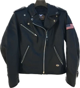Chaqueta de cuero negra genuina Harley Davidson para mujer talla mediana nueva sin etiquetas hecha en EE. UU. - Imagen 1 de 11