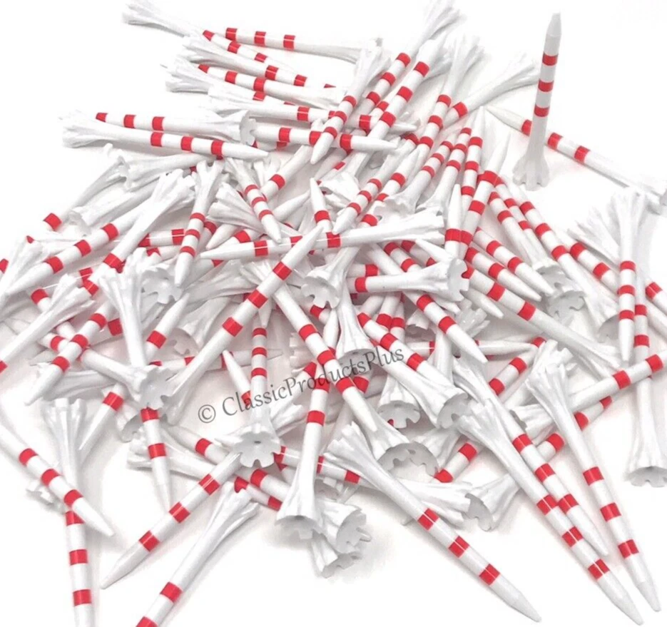 Champ FLY 2 3/4"  Bulk Plastic Golf Tees Tees 3 Red Striped  Golf Tees NEW 100Ct - Image 1 of 1