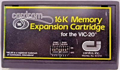 COMMODORE VC-20 / VIC-20 -- CARDRAM 16K MEMORY EXPANSION CARTRIDGE (CARDCO)#D108 - Bild 1 von 4
