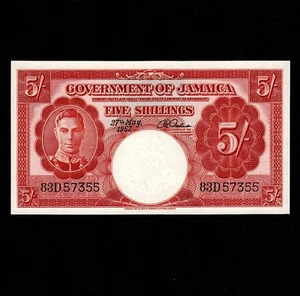 Jamaica 5 Shillings 1957 P-37b * Unc * King George * - Picture 1 of 2