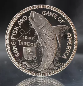 1967 H. Alvin Sharpe TARPON Game Fishing America 1oz 999 FINE Silver round C5264 - Picture 1 of 8