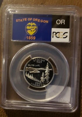 2005 S Silver State Flag Label Oregon Quarter PCGS PR70DCAM - Image 1 of 2