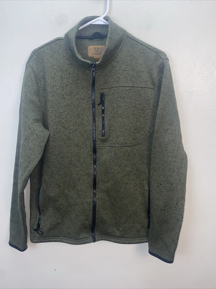 Mens Sweater Fleece Jacket Gray Heather Size Small Outdoor Life - Image 1 of 4