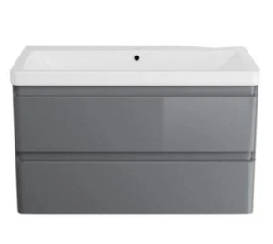 Bathroom Cabinet Vanity Unit Sink Basin Storage Drawer Wall Hung Grey 800mm - Picture 1 of 7