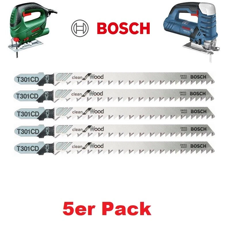 BOSCH 5er Pack Stichsägeblatt 117mm T 301 CD gerade, feine Schnitte in Holz - Bild 1 von 1