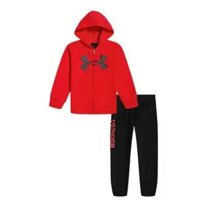NWT Under Armour Boys Red Black Logo Graphic Hoodie & Jogger 2 Piece Set Size 4 - Picture 1 of 3
