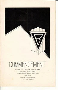 Butler (PA)  Area Senior High School Commencement Program.   June 3, 1965 - Picture 1 of 1