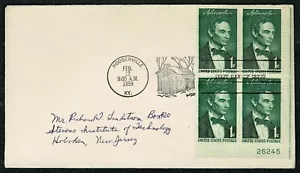 SE68C UNITED STATES 1959 FDC Abraham Lincoln plate number - Picture 1 of 2