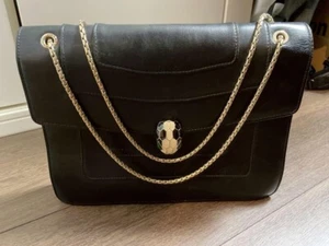 BVLGARI Serpenti Chain Shoulder Bag Black Leather From Japan USED 202501M - Picture 1 of 7
