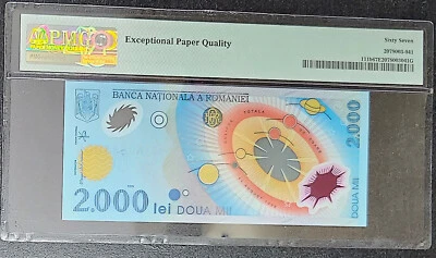 Rumania 2000 Lei 1999 111b Conmemorativa Excelente Gema UNC PMG 67 EPQ Sistema Solar Foto 1 de 2