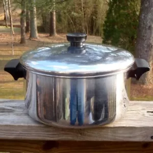 Vintage REVERE WARE 4.5 Qt Stainless Tri-Ply DUTCH OVEN STOCK POT & Lid Clinton - Picture 1 of 6