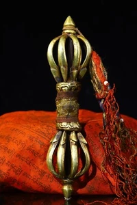 old Tibet Buddhism temple bronze gild Vajra Dorje Phurpa Exorcism Talisman faqi - Picture 1 of 9