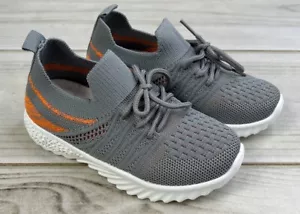 New Navig8 Little Girls Athletic Sneaker Shoes Gray Orange Mesh Lace Up Size 2 - Picture 1 of 11