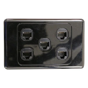 5 Gang Wall Plate Wallplate Clipsal Style RJ45 Cat 6 Data Network LAN - BLACK - Picture 1 of 4