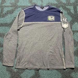 Alp n Rock Long Sleeve Shirt Organic Cotton Ski Resort Navy Grey Mens Size XL - Picture 1 of 15