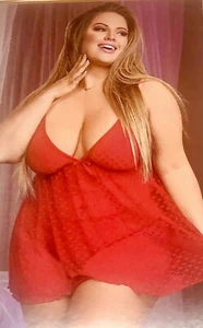Babydoll y Panty Rojas Expuestas Talla Grande del Diseñador Seda Mágica Valentina 1X-3X - Imagen 1 de 2