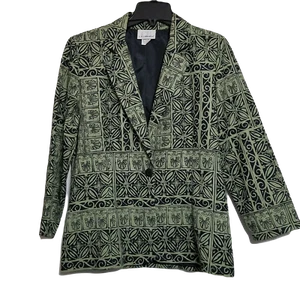 CB Collections Classy 1 Button Collared Blazer ~ Sz S ~ Mint Green & Black - Picture 1 of 4