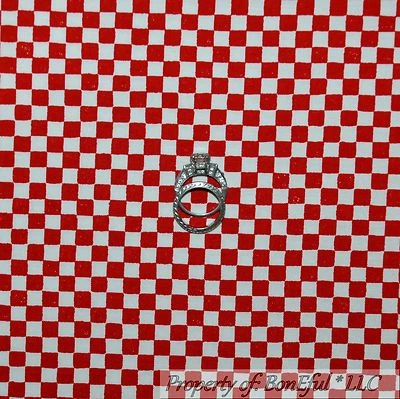 BonEful Fabric FQ Cotton Quilt Red Off White Gingham Check Block Square Boy Girl - Image 1 of 4