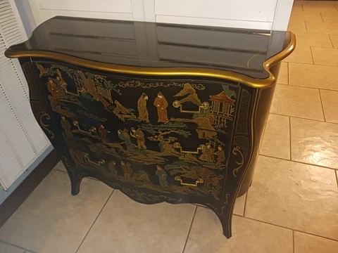 Vintage Drexel Heritage Collection Asian Black Lacquer Chest of Drawers Cover