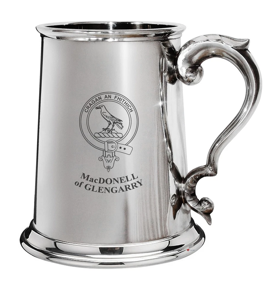MacDonell of Glengarry Family Crest Polished 1 Pint Tankard - Image 1 of 1