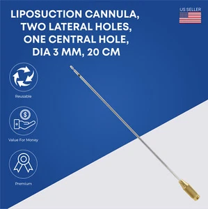 Cánulas de Liposucción 2 Laterales y 1 Agujero Central Transferencia de Grasa 3mmx20cm - Imagen 1 de 2