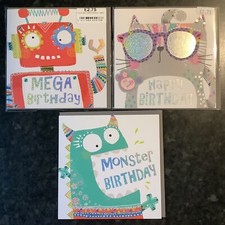 Childrens Birthday cards By Lola 3Pack Special Offer £4.49 (6”x6”) (N3)