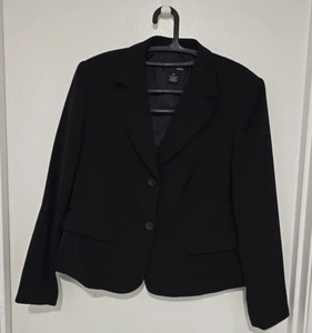 Style & Co Womens Blazer sz 12P Black Pin Stripe Notch Collar Lined Stretch - Picture 1 of 8