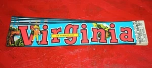 New NOS Vintage 1960s 1970s VIRGINIA Old Dominion State IMPKO Bumper Sticker - Picture 1 of 4