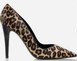 $625 NEW Tamara Mellon ADDICTION 105 Black Brown LEOPARD PONY Pump Shoes size 38 - Picture 1 of 15