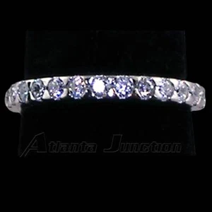 2MM SMOOTH PRONG SET ROUND CLEAR CZ ETERNITY WEDDING BAND_SIZE-8__925 SILVER - Picture 1 of 5